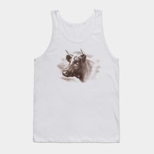 Cow Head Vintage Illustration Tank Top